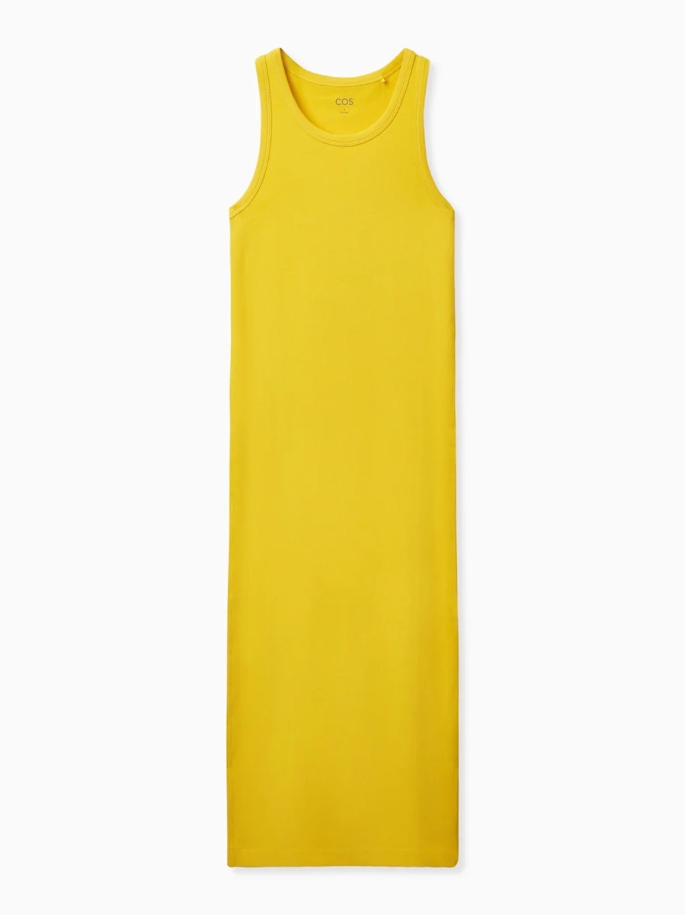 COS Yellow Cotton Ribbed Tube Dress - XS